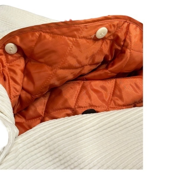J. Jill Cream Button Up Corduroy Jacket w. Removable Quilted Orange Lining Small - Picture 6 of 14